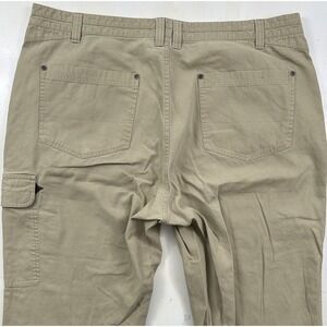 Vintage ORVIS Men's Cargo Pants 42x29 Beige Canvas‎ Leather Trim Hiking Hunting